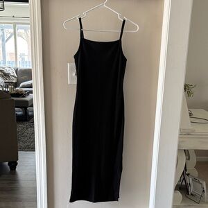 wild fable Black Midi Slip Dress with Spaghetti Straps